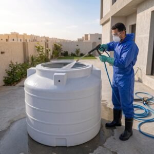 Technician cleaning water tank 2K 2026081110455